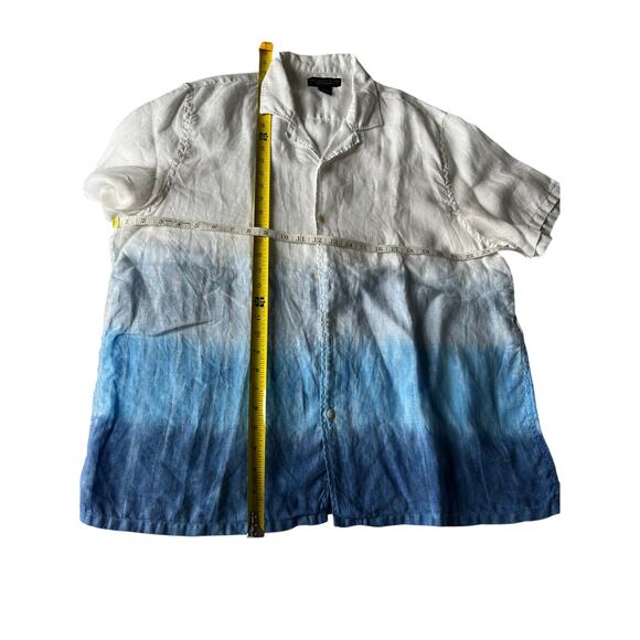 Bloomingdales Linen Tie Dyed Ombré Stripe Button Down Camp Nautical Shirt XL - Picture 5 of 5